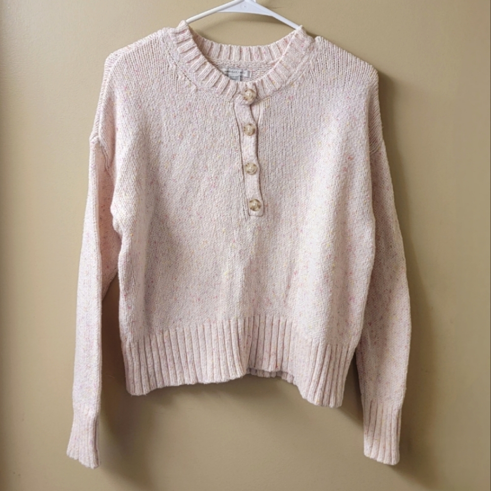 American Eagle Blush Pink Henley Sweater XS